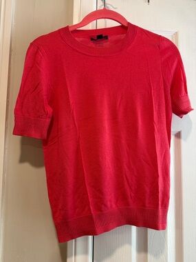 J. Crew Dark Pink silk blend Short-Sleeve Crewneck Sweater